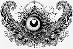 Long tattoo for arm. Lovecraftian creature, protecting a heart. Ctulhu. tattoo idea