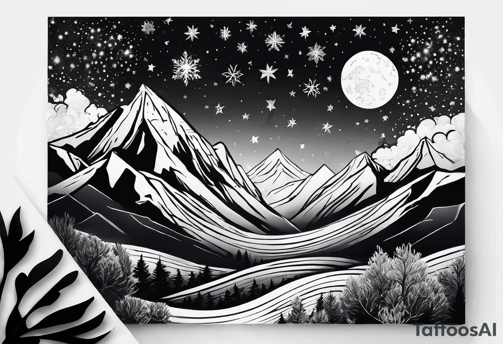 Winter night sky tattoo idea