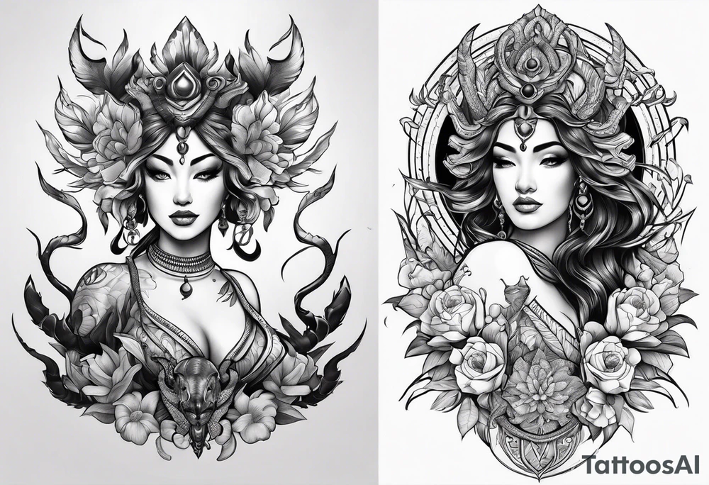 Scorpion goddess tattoo idea