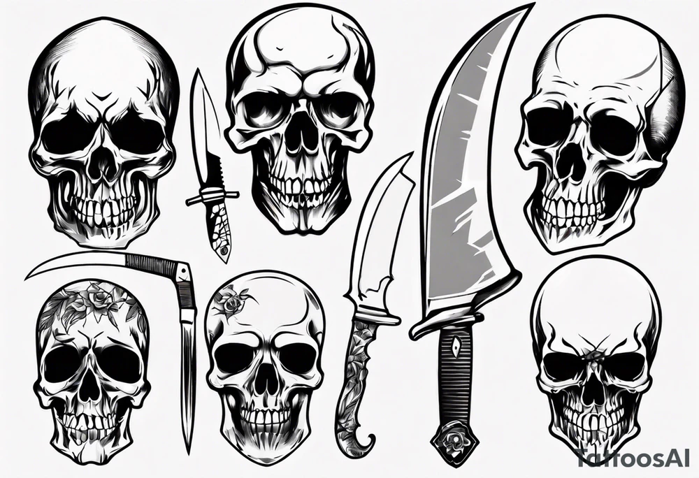 knife skull tattoo idea