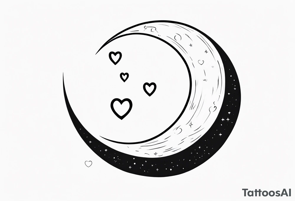 Crescent moon with a love heart inside tattoo idea