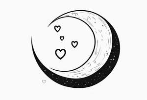 Crescent moon with a love heart inside tattoo idea