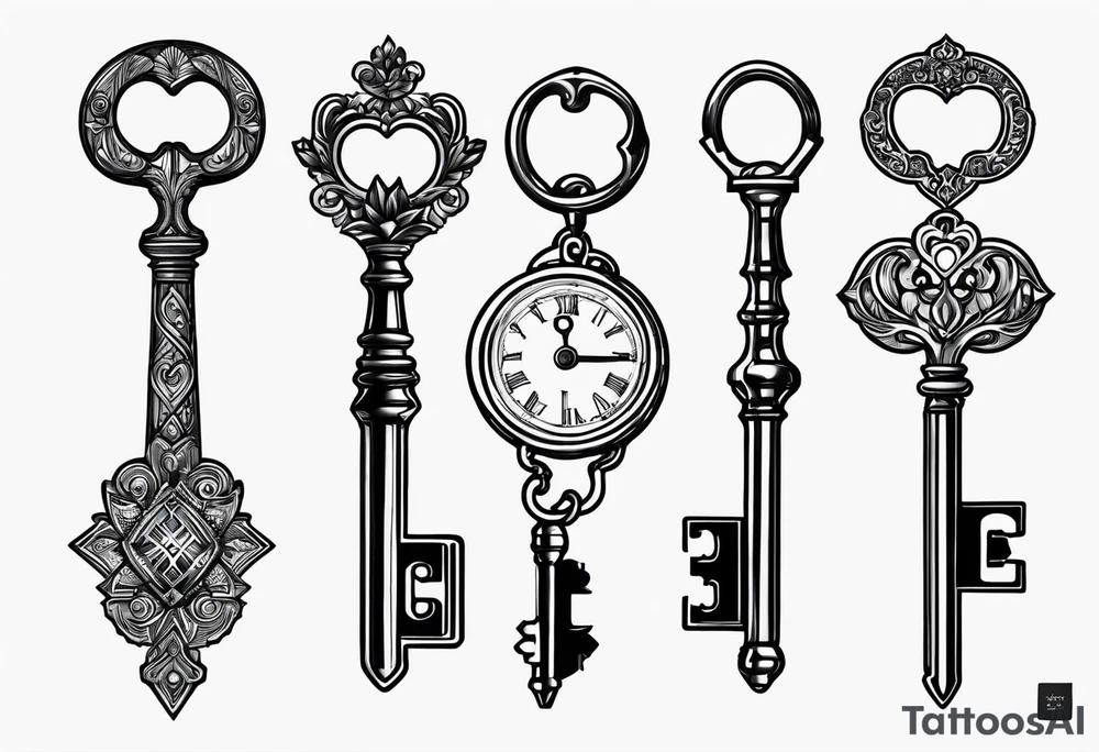a very little set of keys just lines for a tattoo no bigger than 3cm tattoo idea