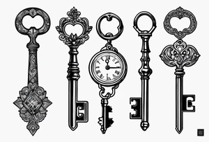 a very little set of keys just lines for a tattoo no bigger than 3cm tattoo idea