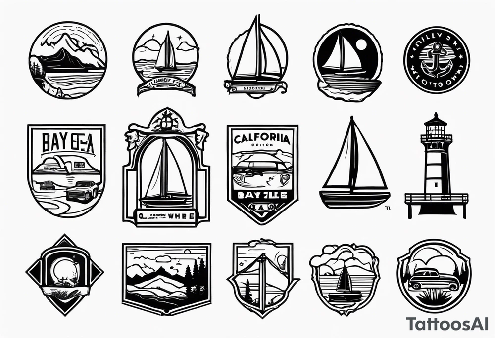 California homage, Bay Area, include icons tattoo idea