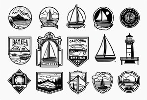 California homage, Bay Area, include icons tattoo idea