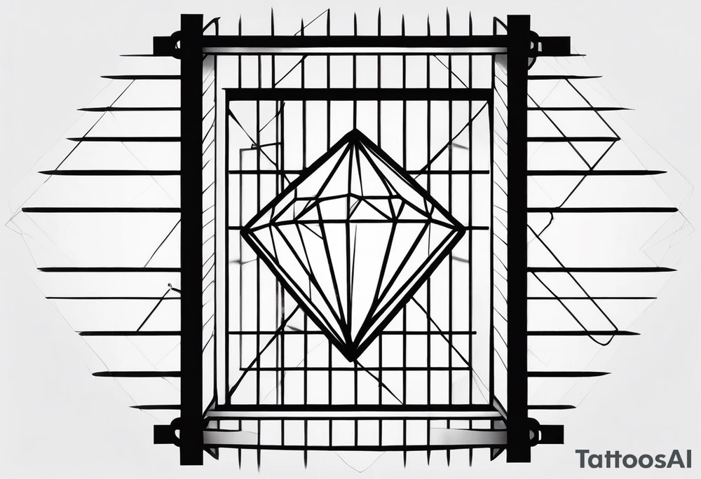 a diamond locked behind prison bars - minimal tattoo idea a diamond locked behind prison bars - minimal tattoo idea
