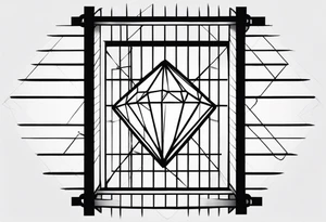 a diamond locked behind prison bars - minimal tattoo idea