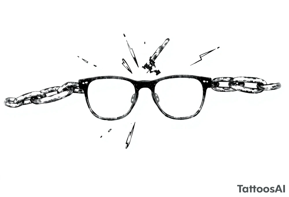 Glasses against a breaking chain
The chain symbolizes the limitations of poor vision, and its breaking is your liberation. Glasses can be against this background. tattoo idea