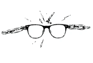 Glasses against a breaking chain
The chain symbolizes the limitations of poor vision, and its breaking is your liberation. Glasses can be against this background. tattoo idea