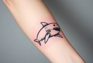 Masculine strong shark flowing forward in water tattoo idea