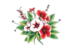 Bouquet of belladonna, foxglove, Virginia creeper, and poison ivy tattoo idea