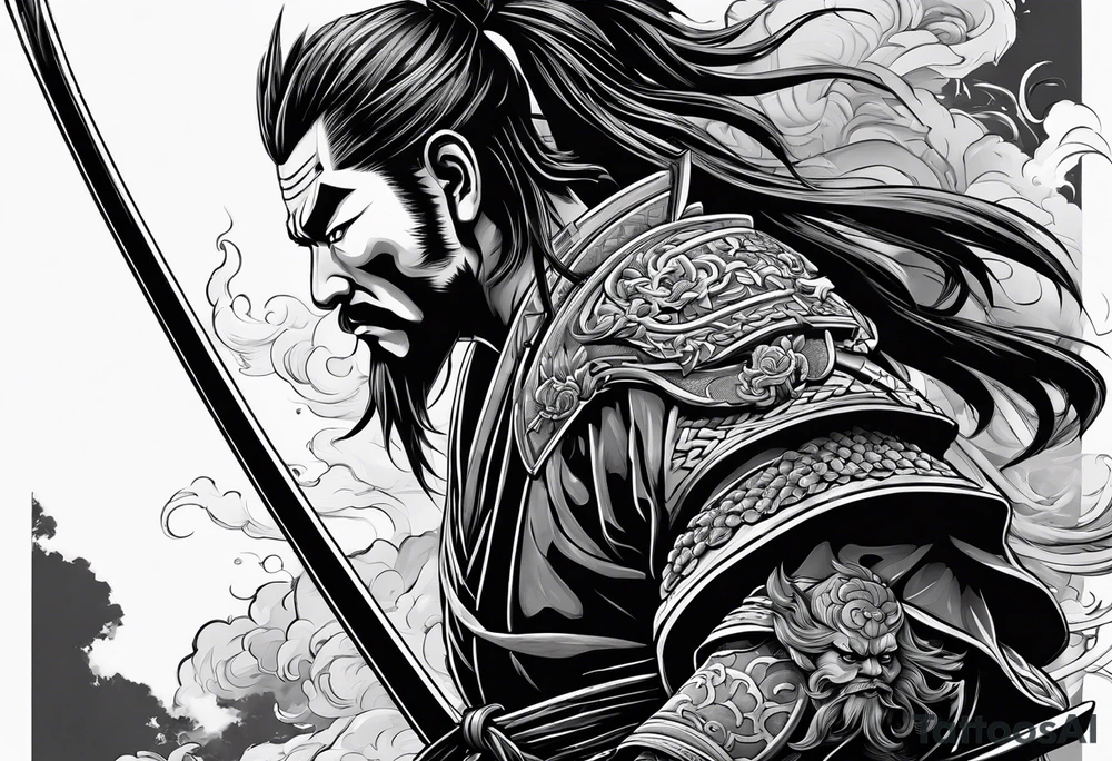 Samurai with ceberus tattoo idea