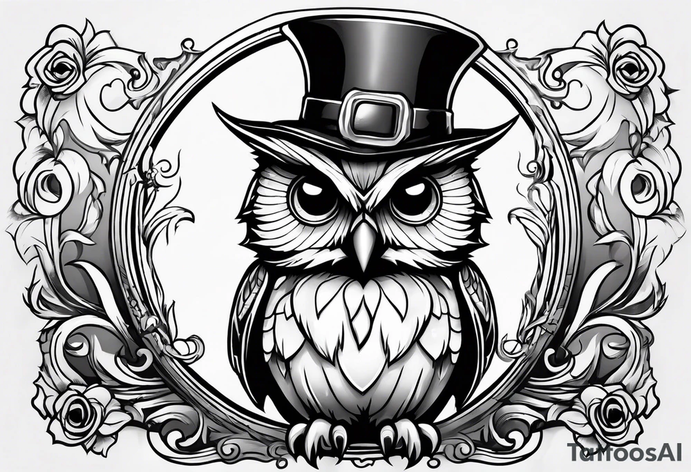 cartoon owl dressed up in a ghost halloween costume tattoo idea