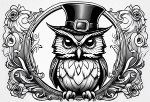 cartoon owl dressed up in a ghost halloween costume tattoo idea