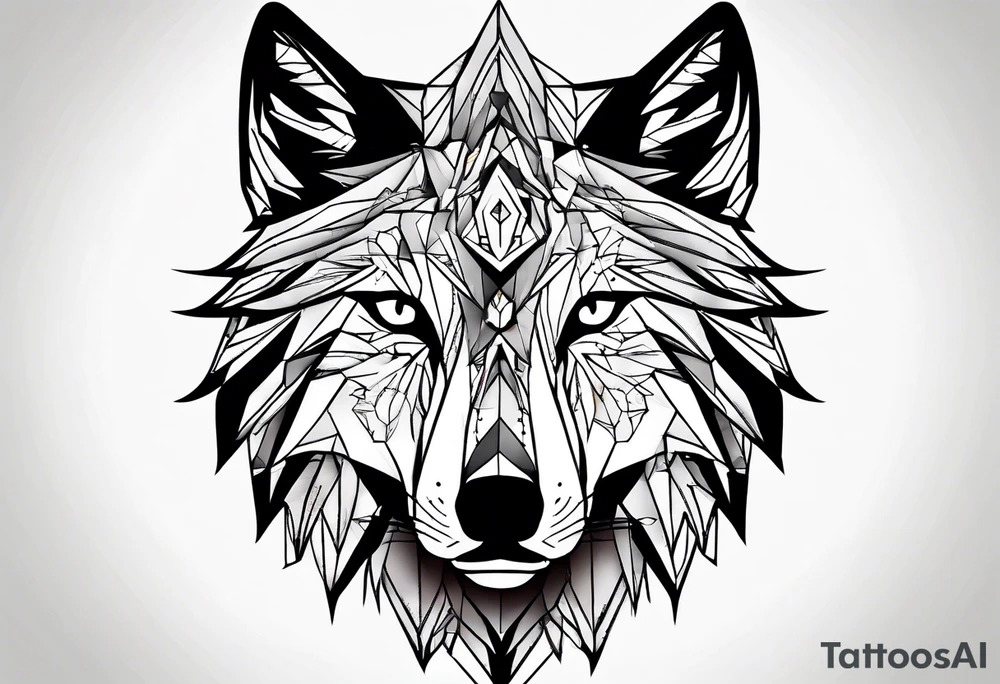 Constellation, animal wolf, géométric tattoo idea