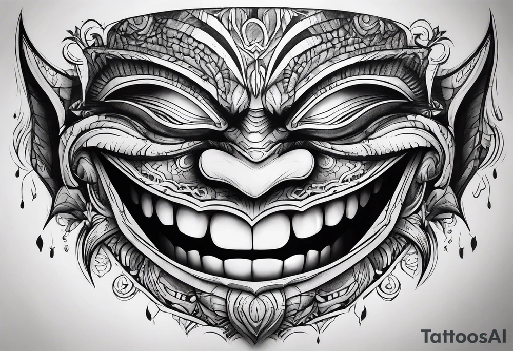 Fuck everything scary smile face tattoo idea