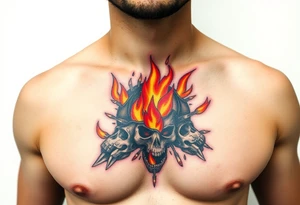 toxic world on fire tattoo idea