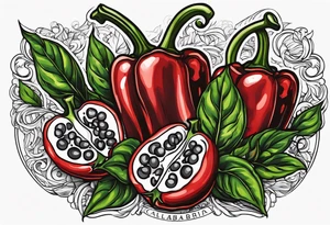 Calabria regione contorno con peperoncino che lo attraversa tattoo idea