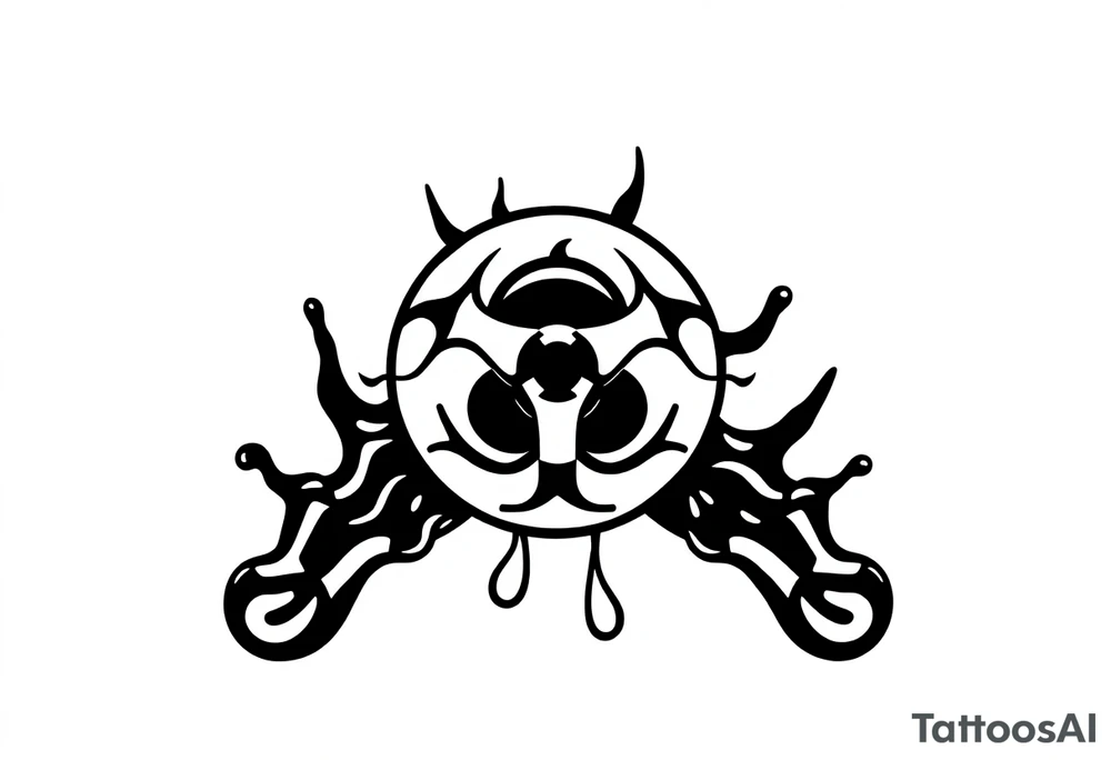 Contagion sign with toxic spill behind tattoo idea