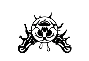 Contagion sign with toxic spill behind tattoo idea