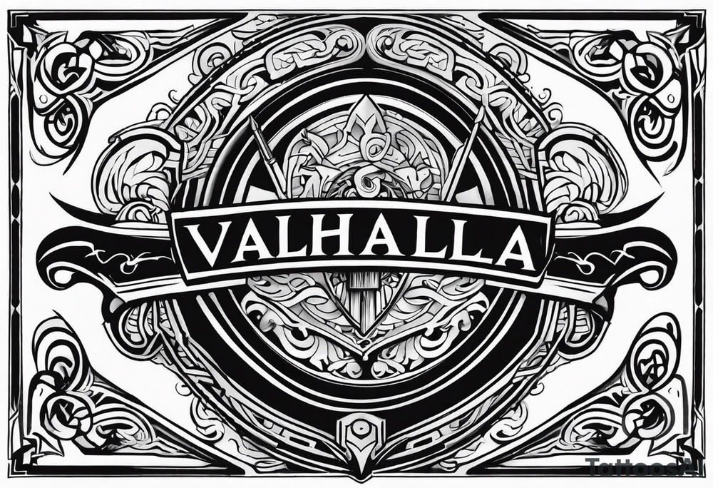 Valhalla stairs sword shield tattoo idea