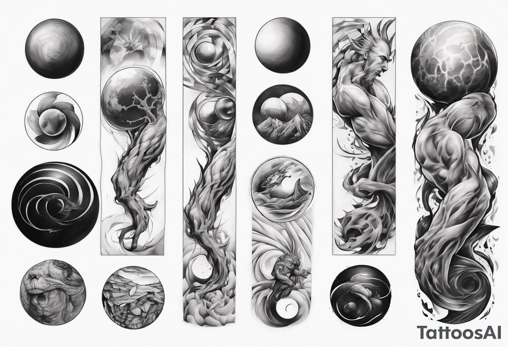 sisyphus 3/4 arm sleeve tattoo idea