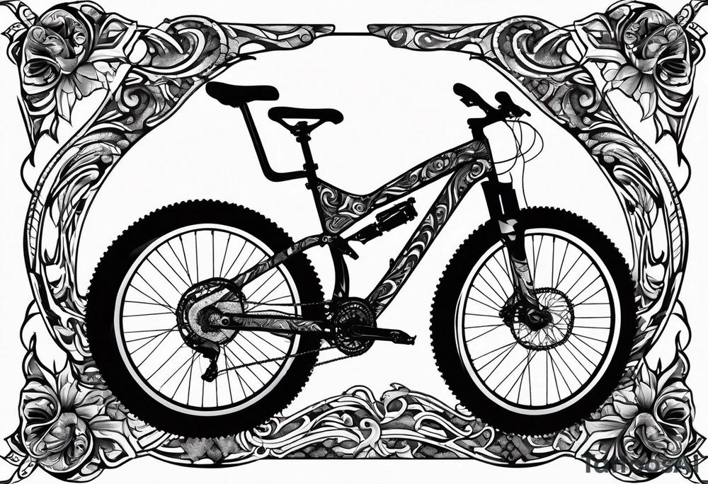 Mountain bike with the frame made of a copperhead body tattoo idea