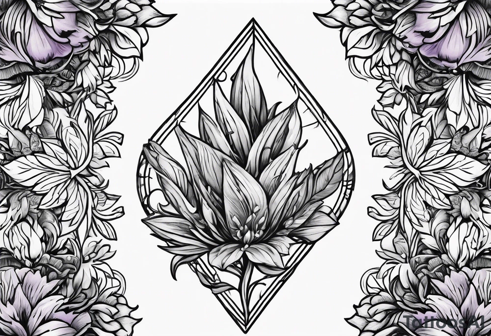 Arrowhead wrapped in lavender plant tattoo idea Arrowhead wrapped in lavender plant tattoo idea