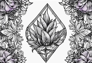 Arrowhead wrapped in lavender plant tattoo idea