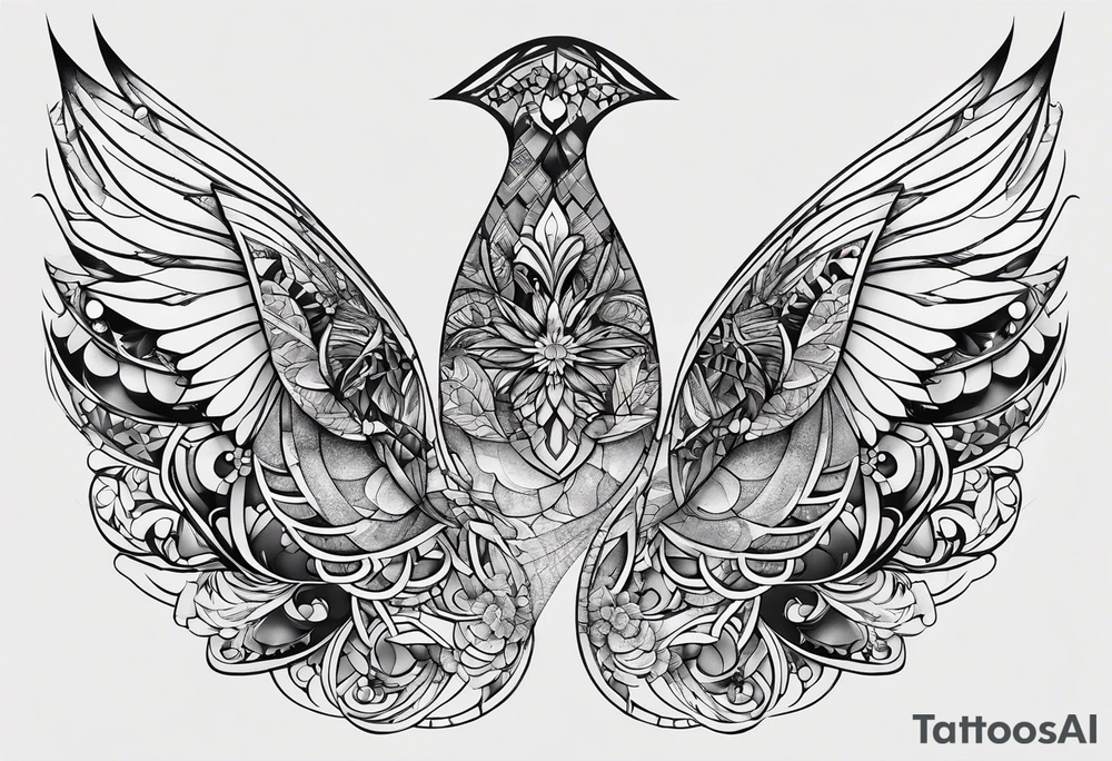 simple shape, dimond shape, split in two distinct parts that are symmetrical, resembling lungs or breathing tattoo idea