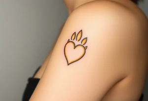 A lion paw with golden highlights and the heart tattoo idea
