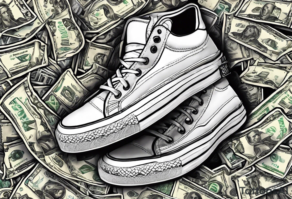 detroit , sneakers , money , girls tattoo idea