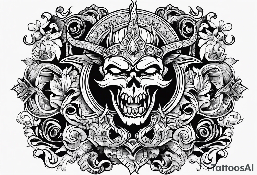 devilish symbols tattoo idea