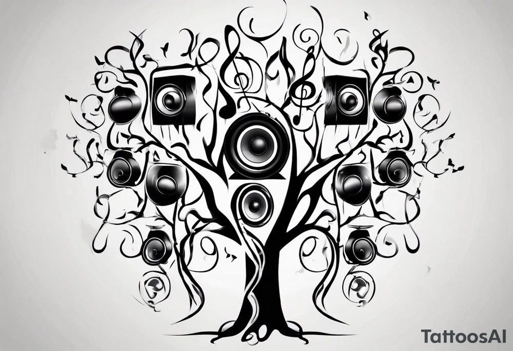 music speaker note tree stave notes tattoo idea