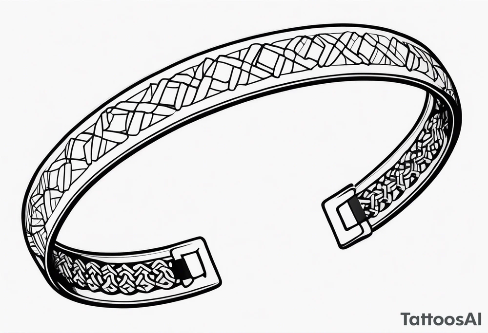 armband tattoo, masculine, narrow, horizontal with atoms chain pattern tattoo idea