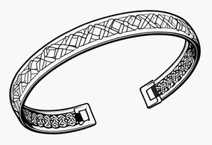 armband tattoo, masculine, narrow, horizontal with atoms chain pattern tattoo idea