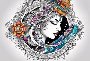 Side of the neck geometric earthly spiral chakra, spiritual for the side of the neck om tattoo idea