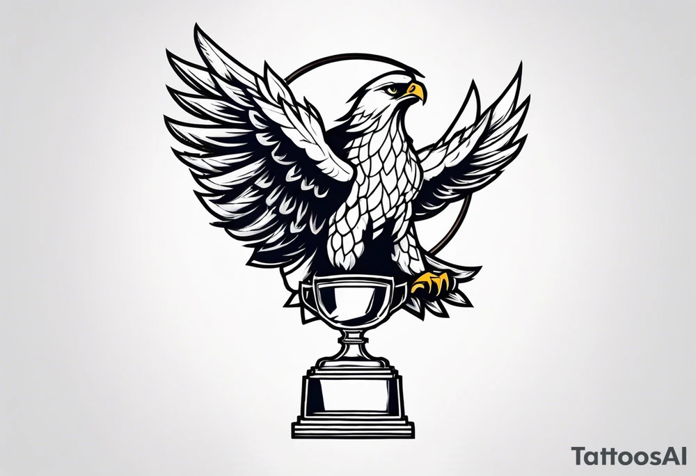 Hawk holding a trophy 2024 tattoo idea