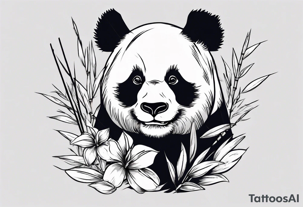 Panda with bamboo tattoo idea