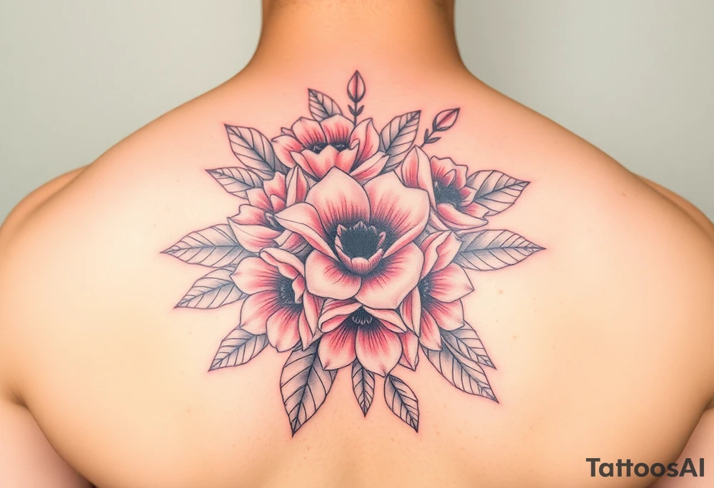 Rose and Chrysanthemum bouquet tattoo tattoo idea