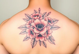 Rose and Chrysanthemum bouquet tattoo tattoo idea