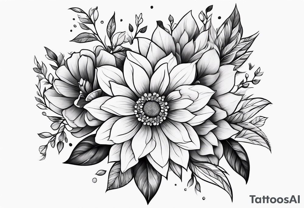 Collarbone tattoo of bright colorful flowers tattoo idea