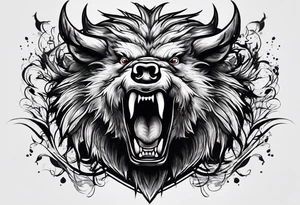 front angry boar tattoo idea