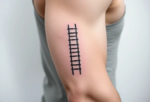 Simple.
An infinite ladder around the right arm like an armband.
Path exploring the universe. tattoo idea