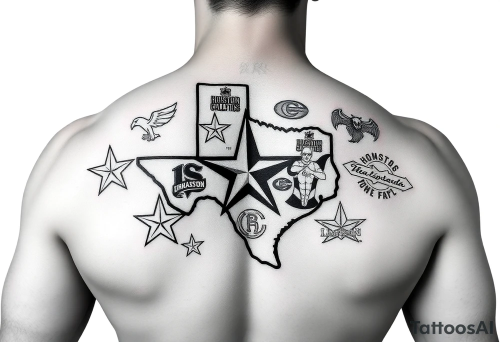 Combine all athletics Houston team logos into one nice one giant Texas tattoo idea