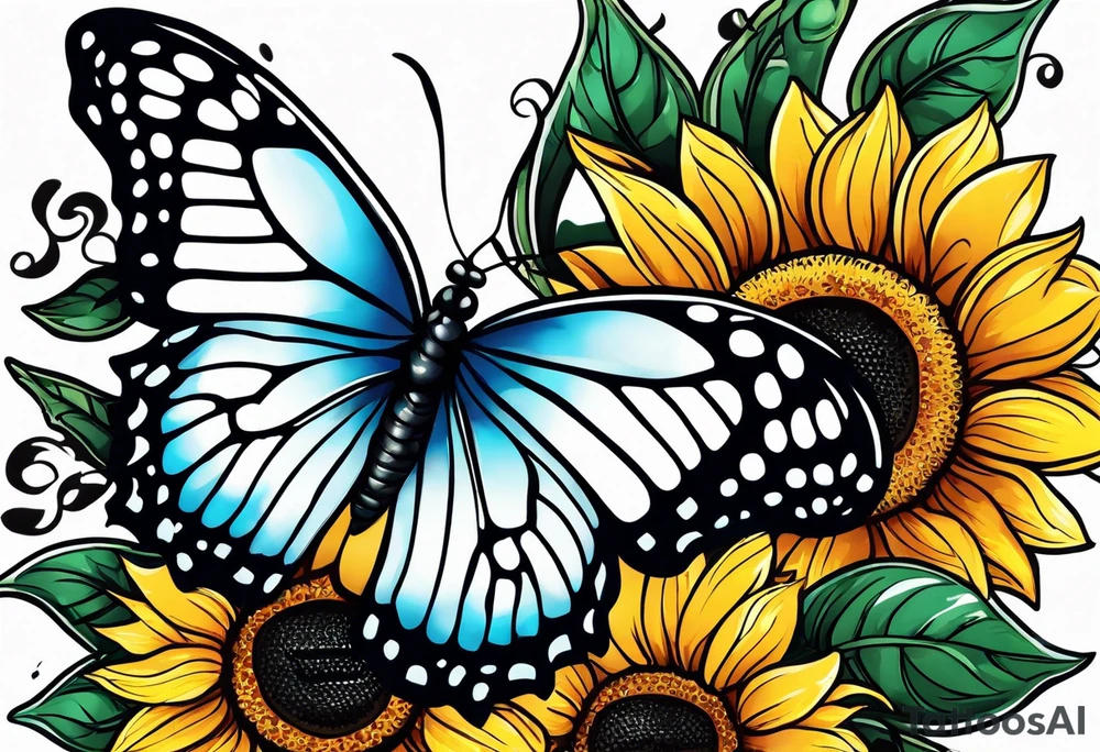 Butterfly and sunflowers tattoo idea