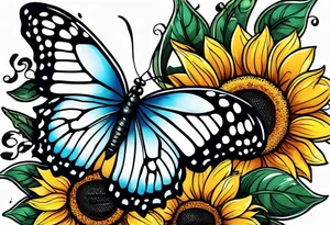 Butterfly and sunflowers tattoo idea