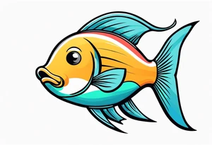 Mean looking minimalist cartoon fish tattoo idea