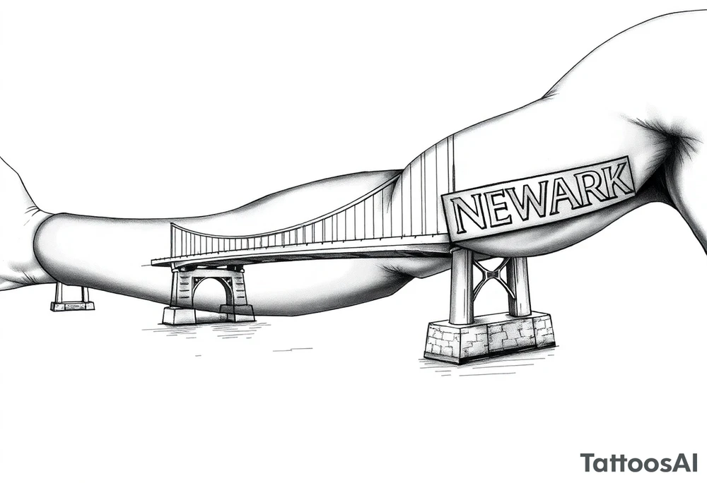 A bridge over water with two cities on the side. The city signs on the side of the bridge. East Palo Alto on the left and Newark on the right tattoo idea